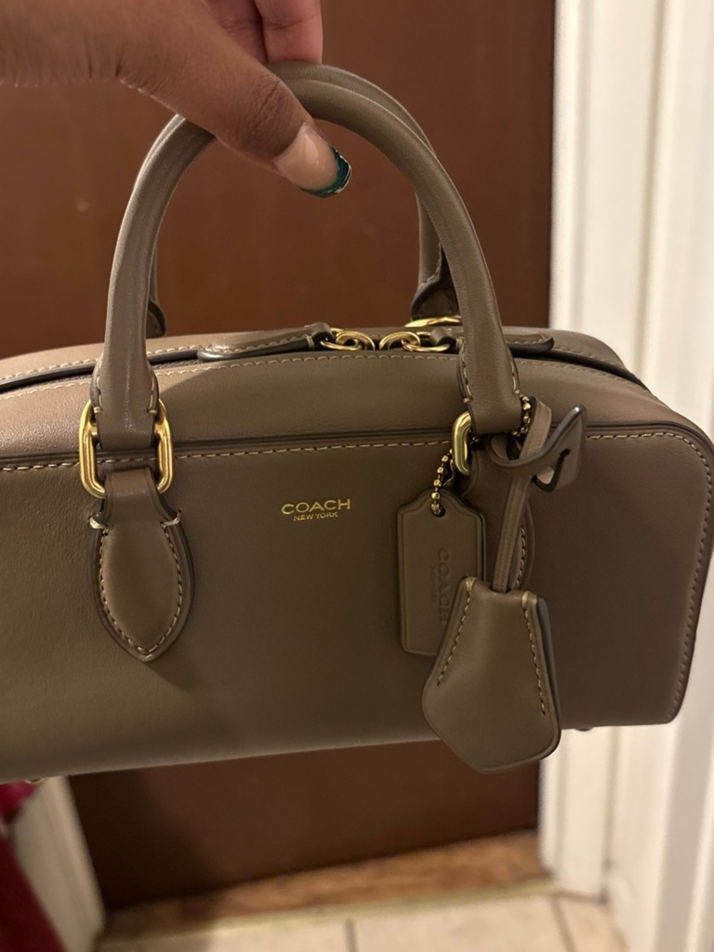 Coach Taupe Leather Satchel with Gold Hardware